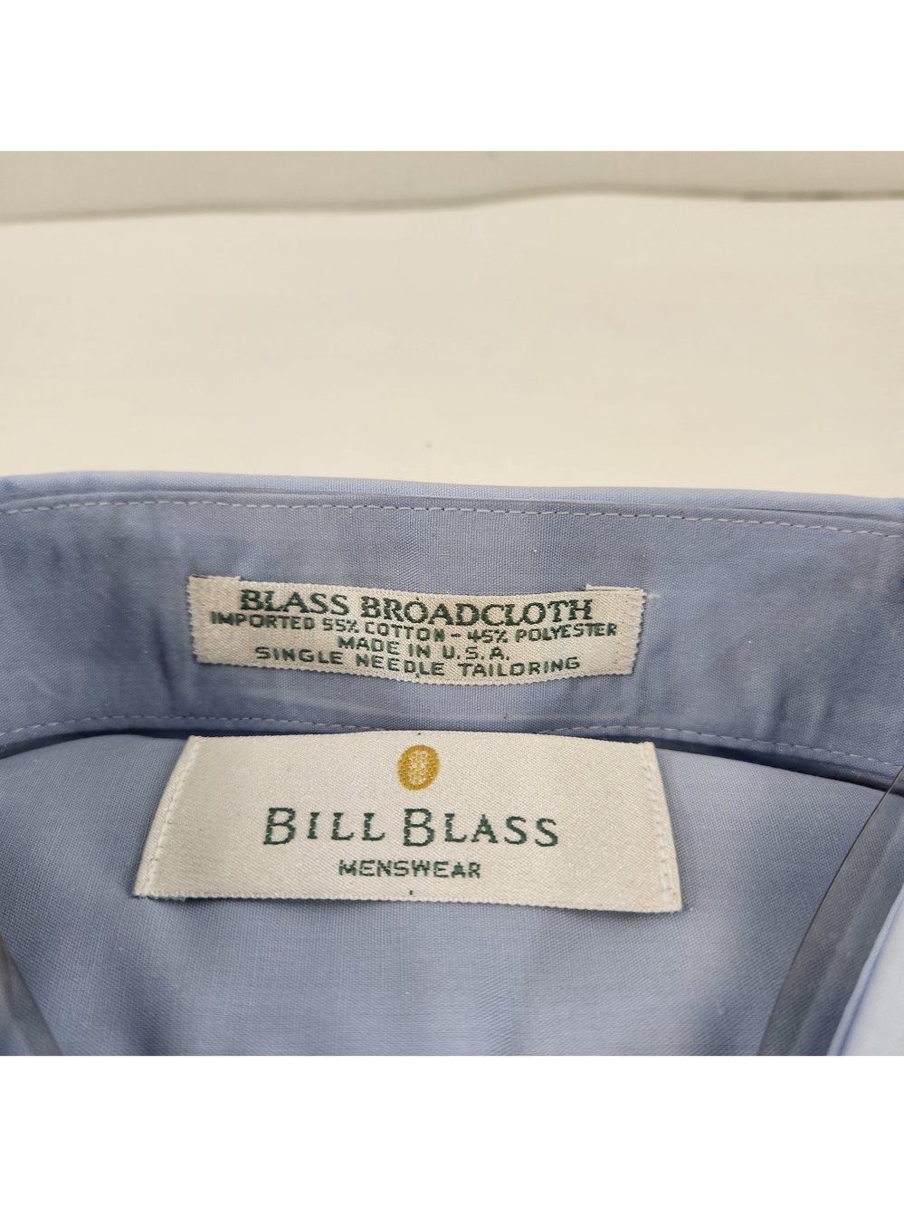 Vintage Bill Blass Mens Dress Shirt Size 16 1/2 (34/35) Baby Blue New Old Stock - Picture 4 of 9